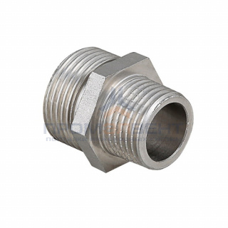 Ниппель латунный резьбовой переходной STOUT - 3/4" x 1/2" (никелированный)