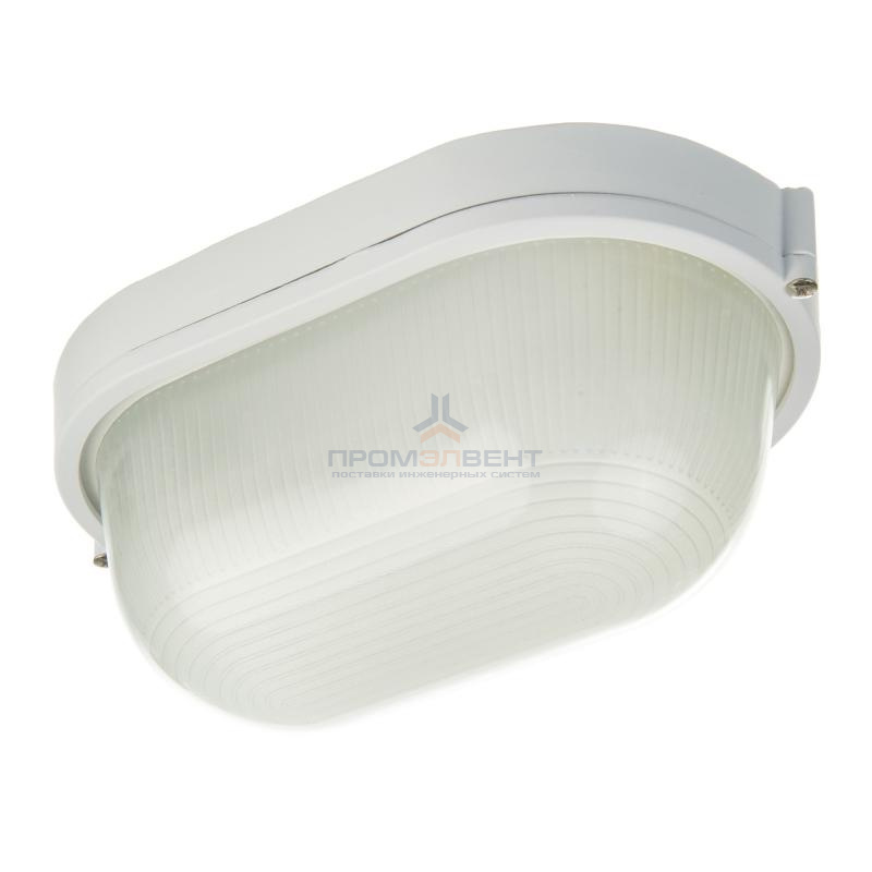 11-14 бел (НБП 04-60-001) Свет-ик влагозащ,овал белый,алюминий,рас-ль стекло,IP54,E27,60Вт,130С