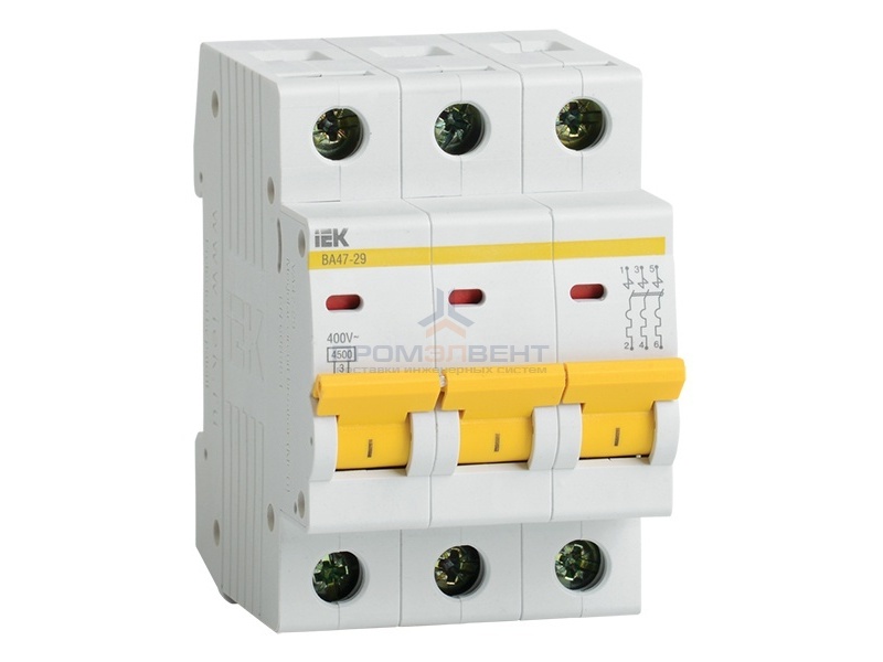 Автоматический выключатель ВА47-29 3Р 2А 4,5кА характеристика В ИЭК (автомат)