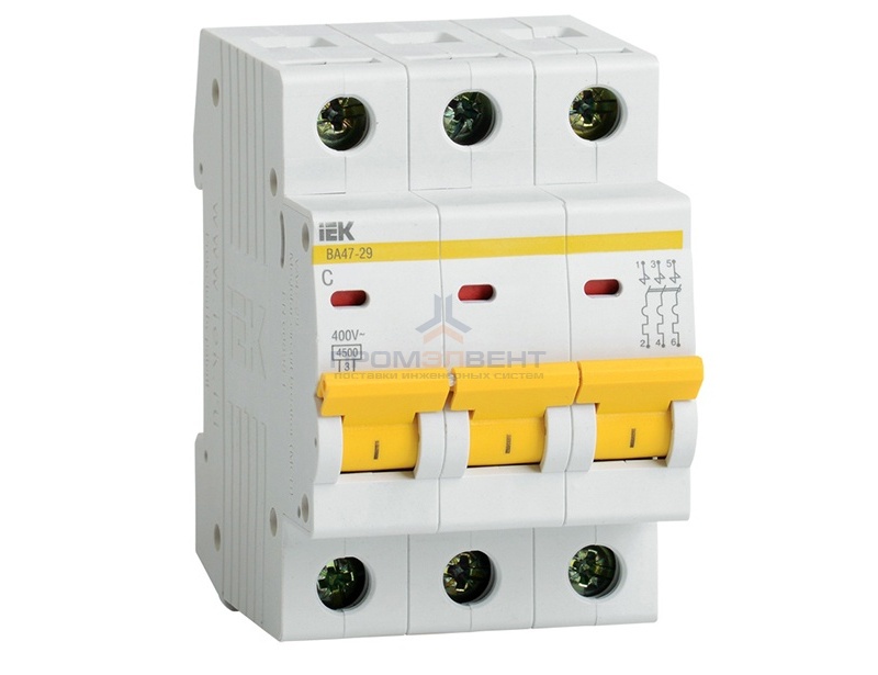 Автоматический выключатель ВА47-29 3Р 40А 4,5кА характеристика С ИЭК (автомат)