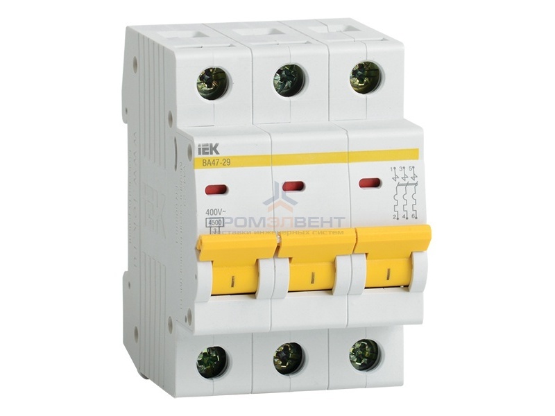 Автоматический выключатель ВА47-29 3Р 16А 4,5кА характеристика D ИЭК (автомат)