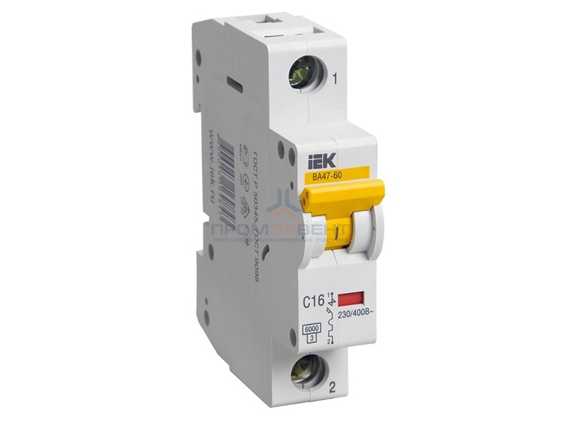 Автоматический выключатель ВА 47-60 1Р 25А 6 кА характеристика С ИЭК (автомат)