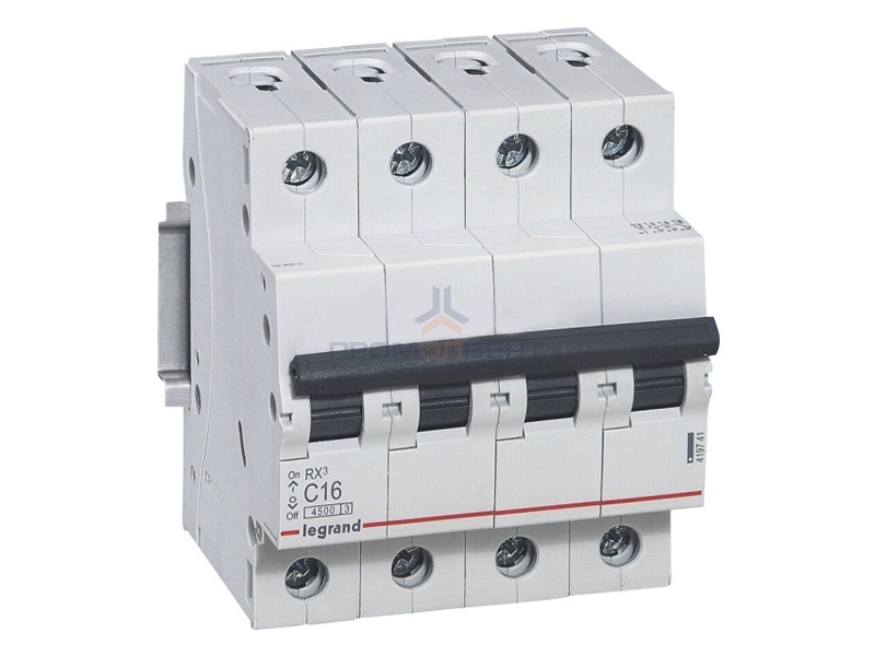 Автоматический выключатель Legrand RX3 4П 16A 4,5кА C (автомат)